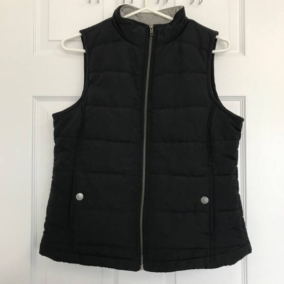 Natural Reflections Quilted Black Sweater Vest S Grey Inside Sleeveless Pockets - Picture 2 of 14